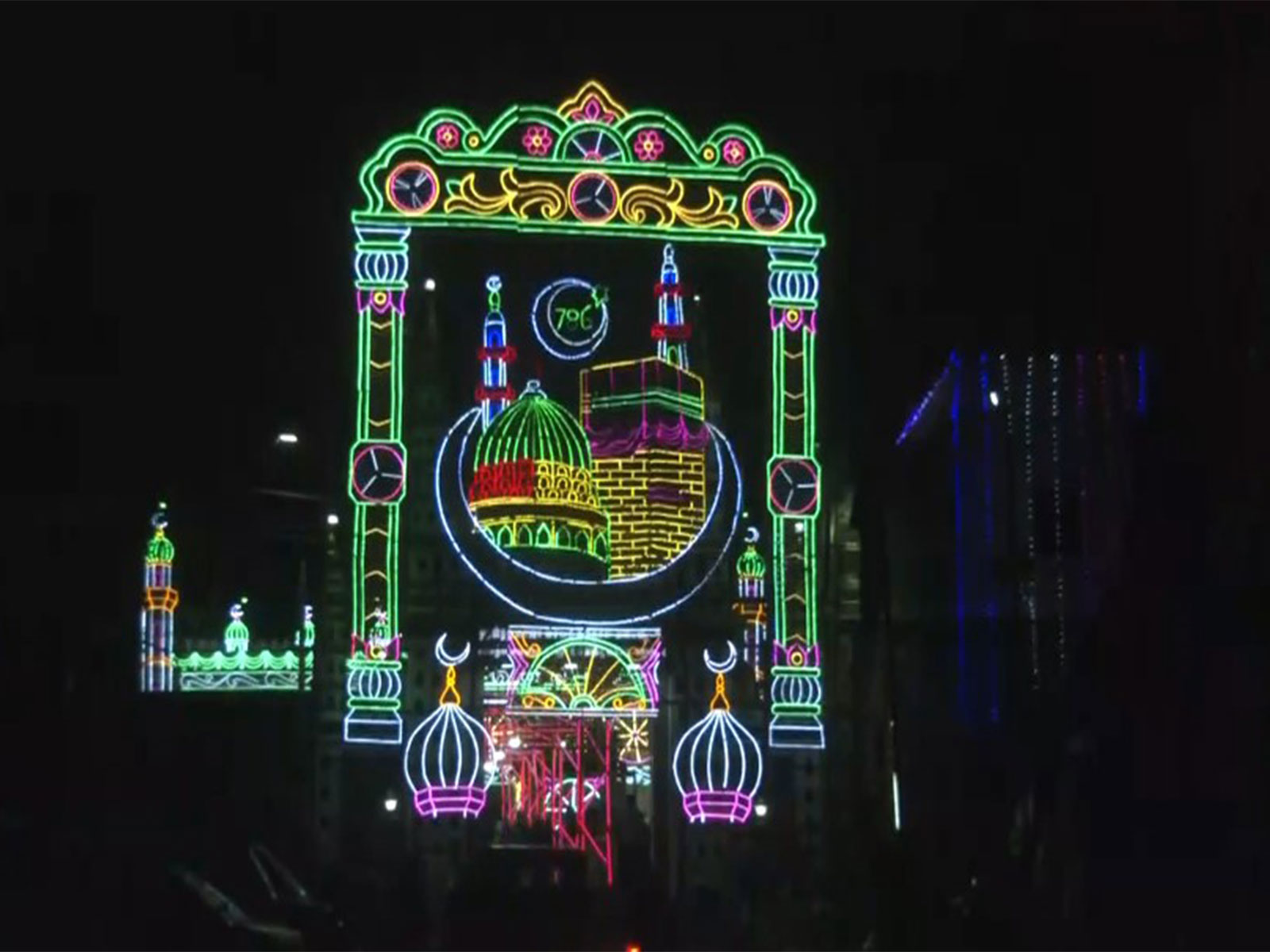 Goripalayam Dargah lights up ahead of Eid (Photo/ANI) Goripalayam Dargah lights up ahead of Eid (Photo/ANI)