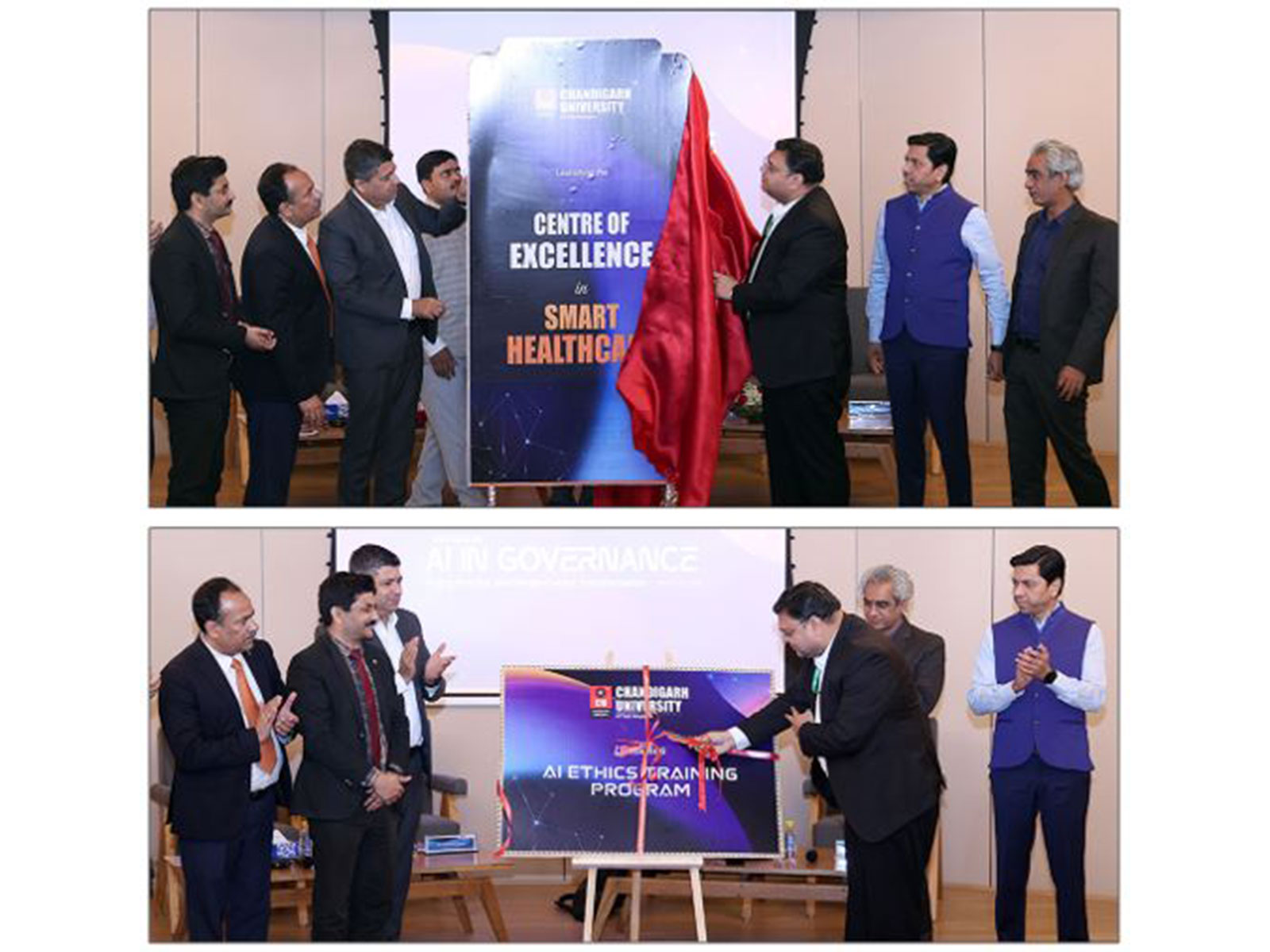 Chandigarh University Senior Management & Dr. Rahul K. Singh, CEO, Innovation Cell, along with others inaugurating the Smart Healthcare Centre of Excellence at Chandigarh University, Uttar Pradesh Chandigarh University Senior Management & Dr. Rahul K. Singh, CEO, Innovation Cell, along with others inaugurating the Smart Healthcare Centre of Excellence at Chandigarh University, Uttar Pradesh