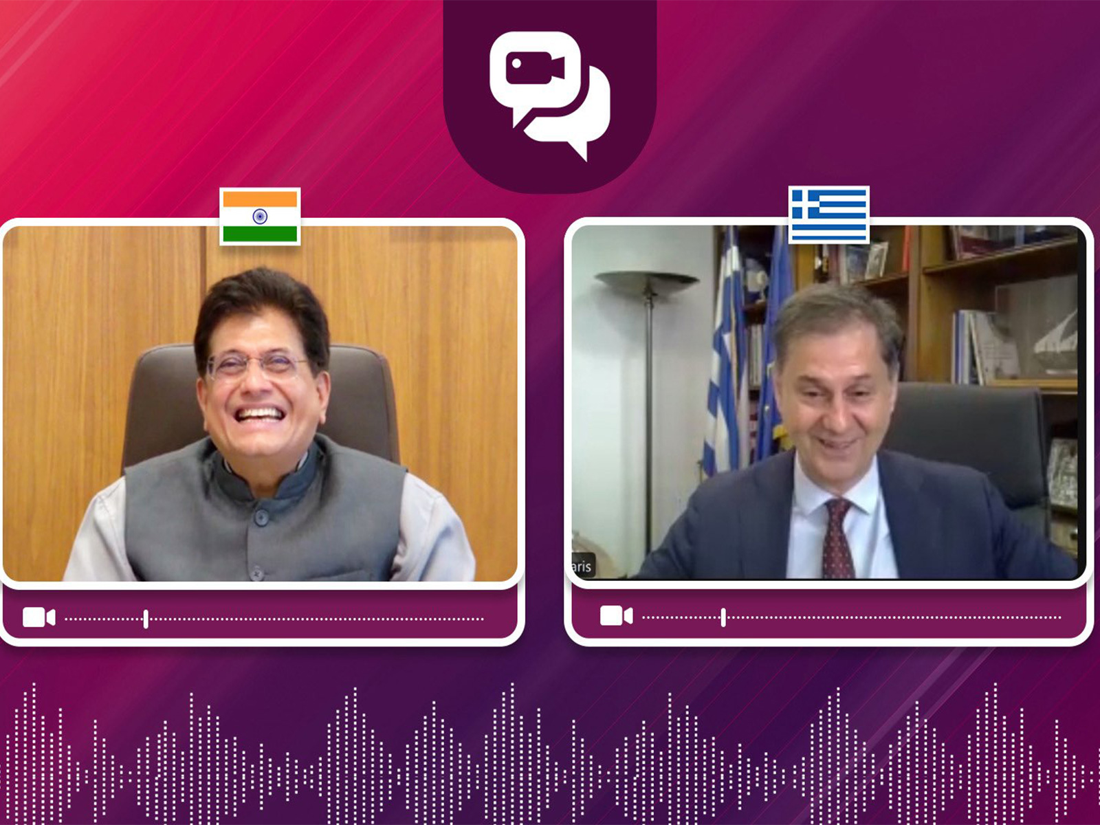 Piyush Goyal, Union Minister of Commerce and Industry with Deputy Minister of Foreign Affairs, Greece, Harry Theoharis (Photo/@PiyushGoyal)