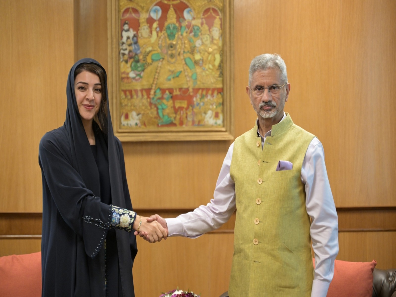 UAE Minister of State for International Cooperation Reem Al Hashimy meets External Affairs Minister S. Jaishankar during her visit to the national capital. (Photo: X/@mofauae)