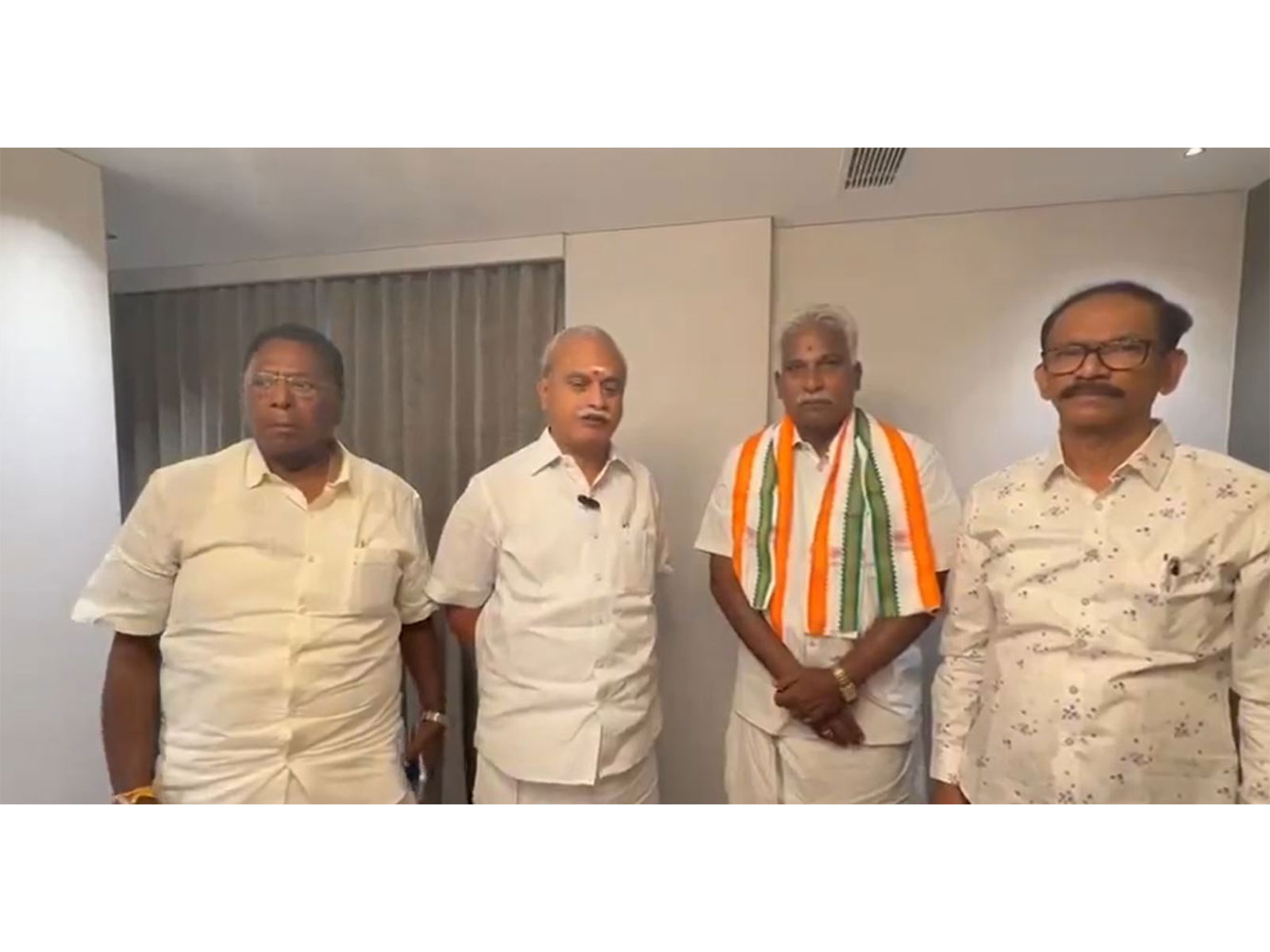 Puducherry MLA M Sivasankar with Congress leaders Girish Chodankar and V Vaithilingam (Photo/AICC)