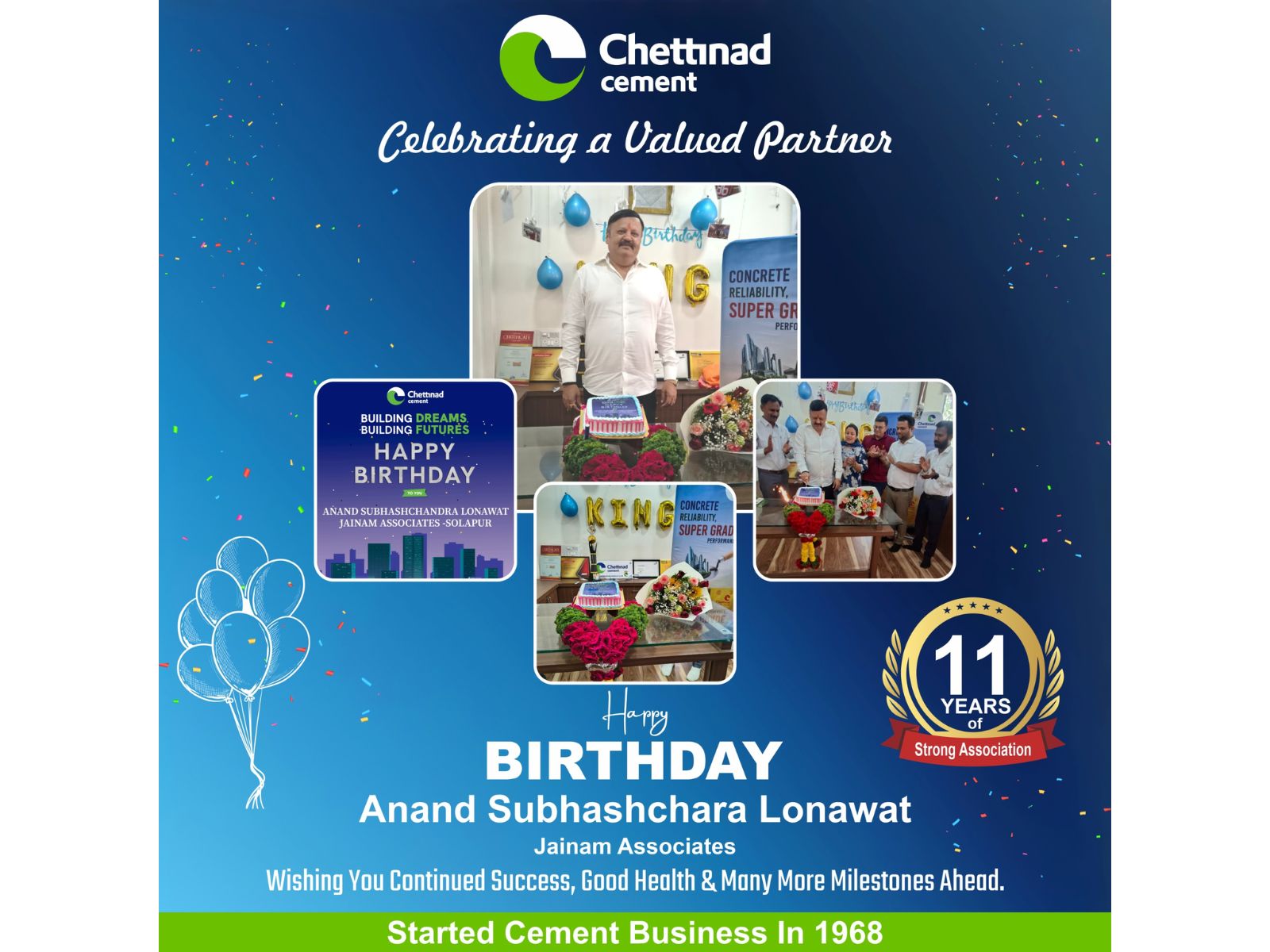 Celebrating a Legacy of Trust: Chettinad Cement Honors Valued Dealer on His Birthday Celebrating a Legacy of Trust: Chettinad Cement Honors Valued Dealer on His Birthday