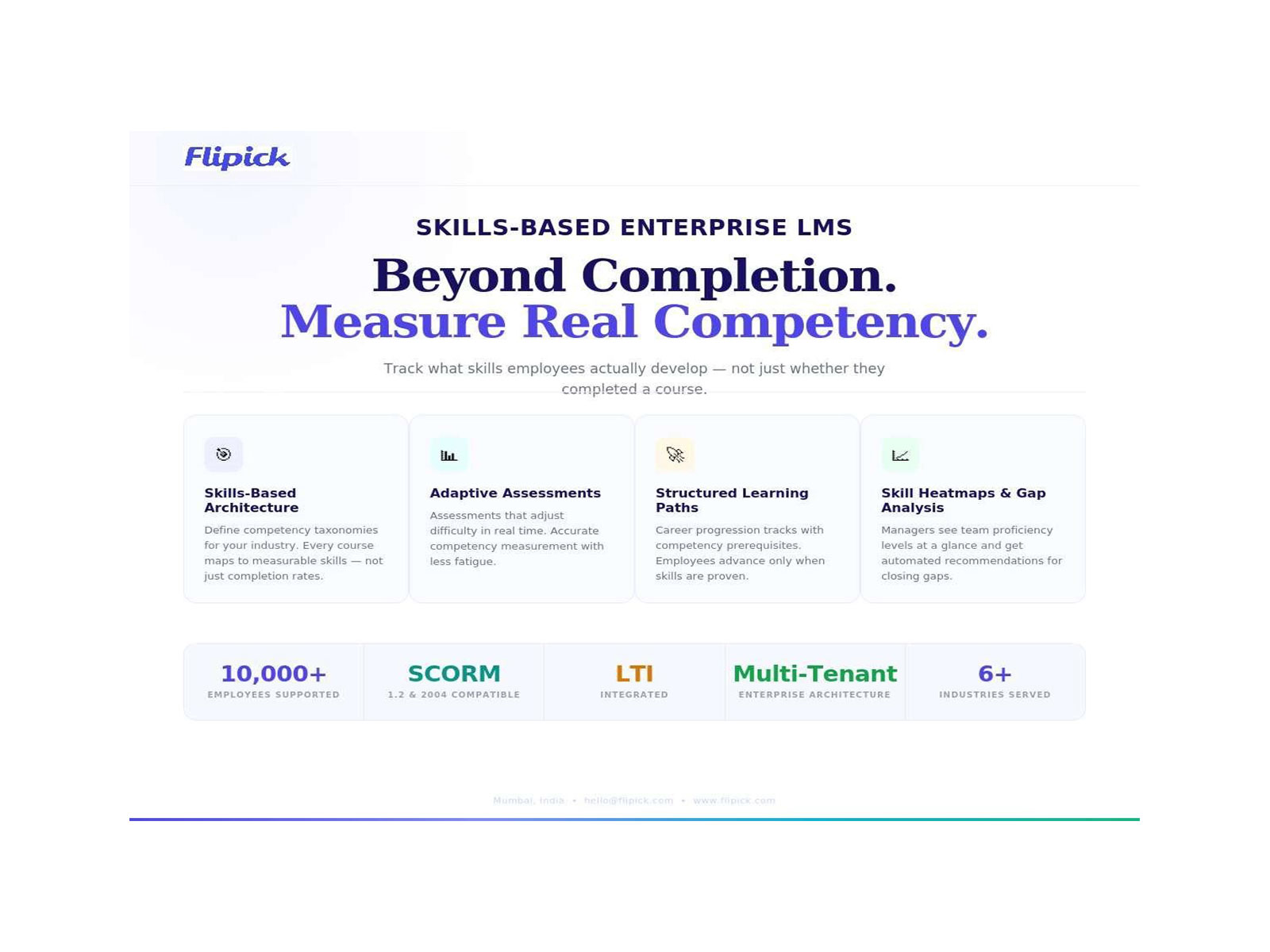 Flipick Launches Skills-Based Learning Management System with Adaptive Assessments Flipick Launches Skills-Based Learning Management System with Adaptive Assessments