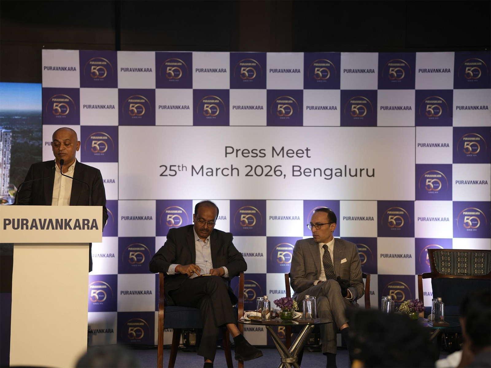 Puravankara leadership at the Press Meet in Bengaluru. L-R: Mallanna Sasalu, CEO-South; Abhinav Kanchan, President-Corporate Communications, and Ashish Puravankara, MD, Puravankara Limited Puravankara leadership at the Press Meet in Bengaluru. L-R: Mallanna Sasalu, CEO-South; Abhinav Kanchan, President-Corporate Communications, and Ashish Puravankara, MD, Puravankara Limited