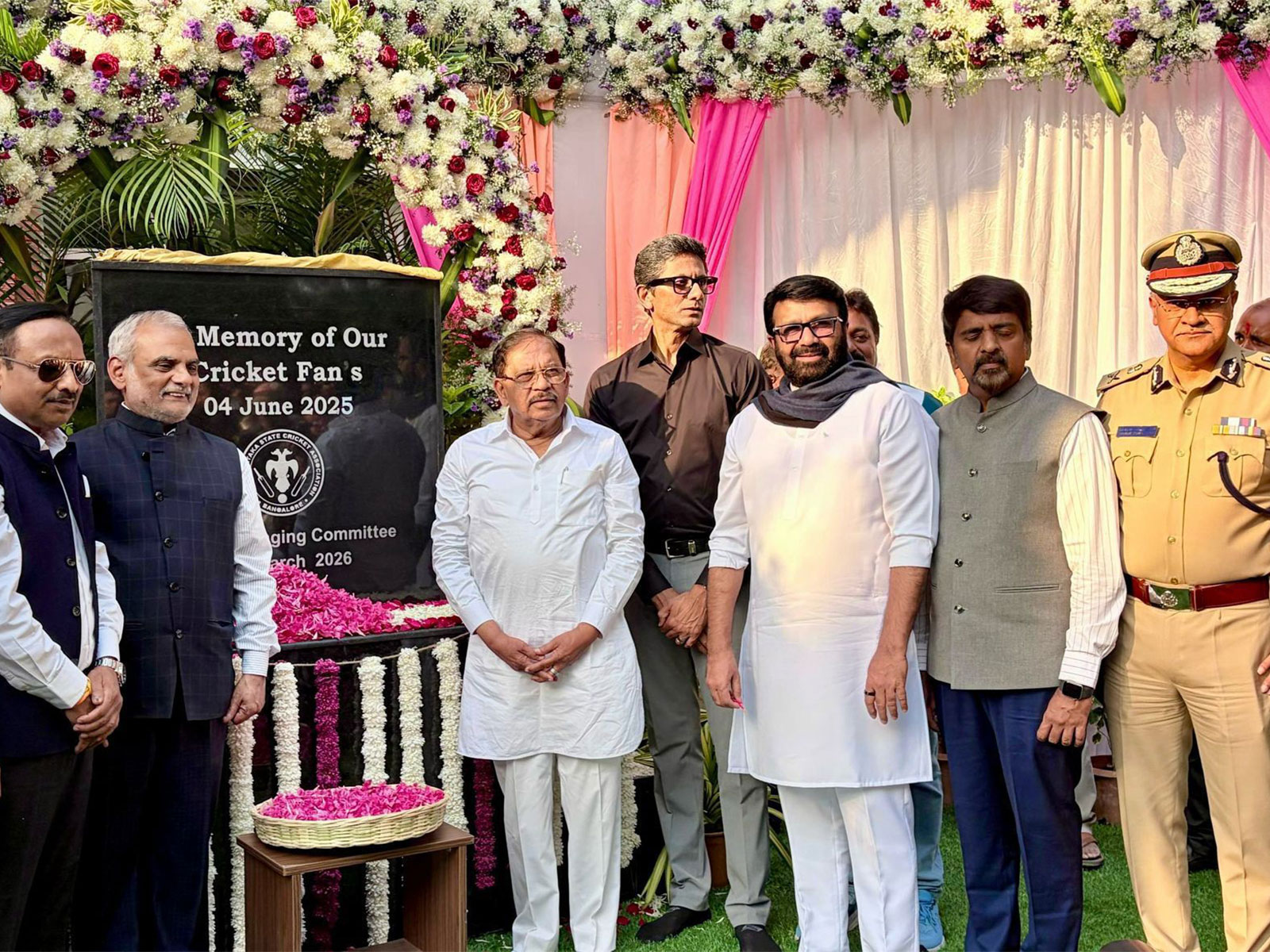 Karnataka Home Minister G. Parameshwara pays tribute to RCB fans who lost their lives last year (Photo: ANI)