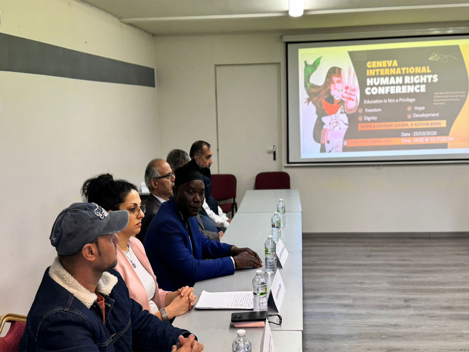 Activists and community representatives attend a session on the sidelines of the 61st UN Human Rights Council in Geneva, raising concerns over reported civilian bombardment in Afghanistan and broader human rights issues. (Photo/ANI)