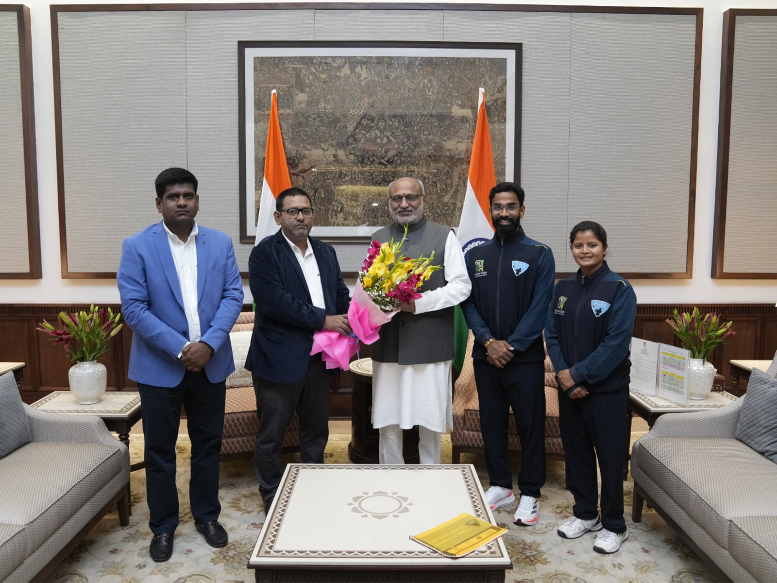 India Men, Women Lacrosse team captains meet Vice-President Radhakrishnan (Photo: Office of Vice President of India)