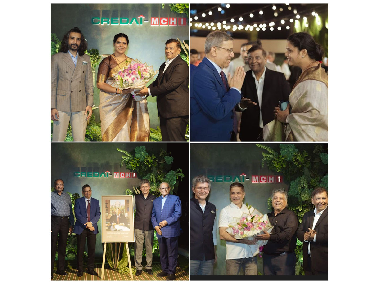 Sukhraj Nahar leads CREDAI-MCHI in felicitating Mumbai Mayor Ritu Tawade and Advocate General Dr. Milind Sathe in Mumbai