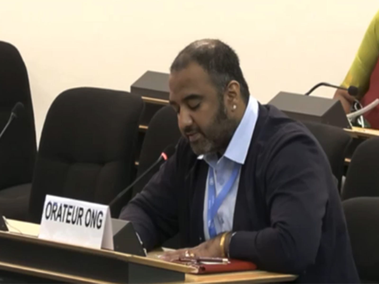 Govind Singh Rathore, Founder of Sambhali Trust, addresses the UN Human Rights Council session in Geneva. (Image Source: UNTV) Govind Singh Rathore, Founder of Sambhali Trust, addresses the UN Human Rights Council session in Geneva. (Image Source: UNTV)