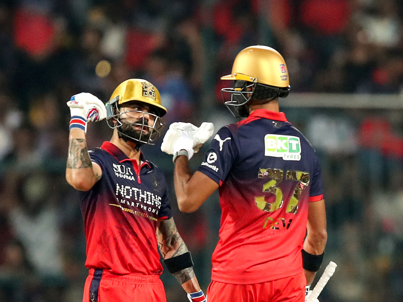 RCB players Virat Kohli (left) and Devdutt Padikkal (right) (Photo: ANI)