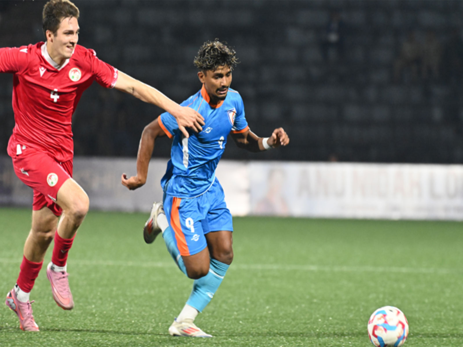 India and Tajikistan players in action (Photo: AIFF)