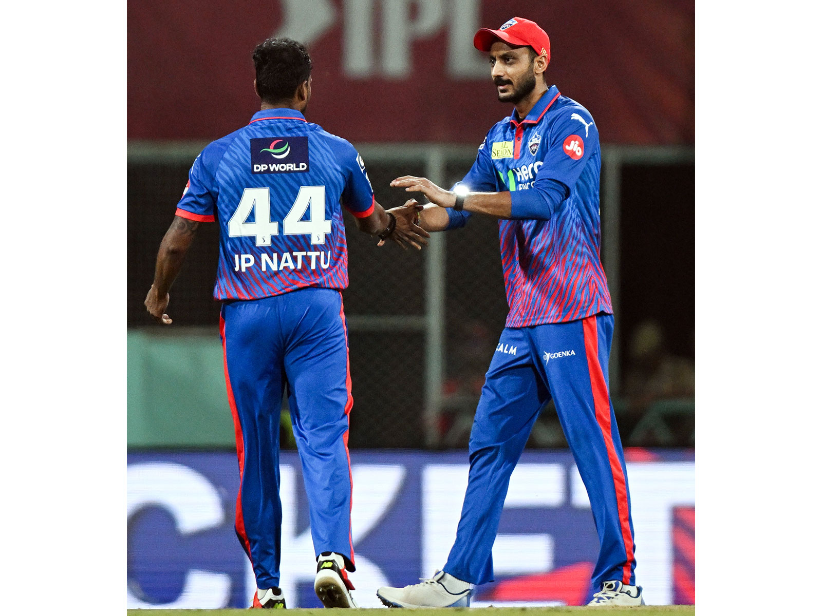 DC captain Axar Patel with Mukesh Kumar. (Photo/ANI)