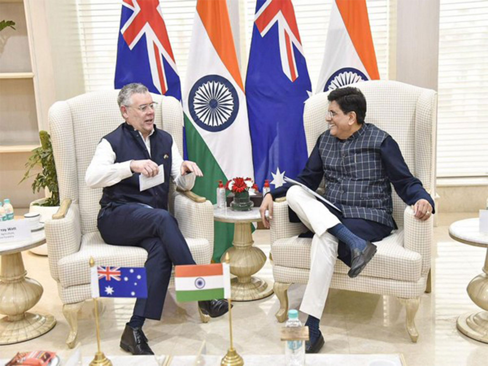 Union Minister Piyush Goyal with Australian Minister for Agriculture Murray Watt (File Photo/X@PiyushGoyal)