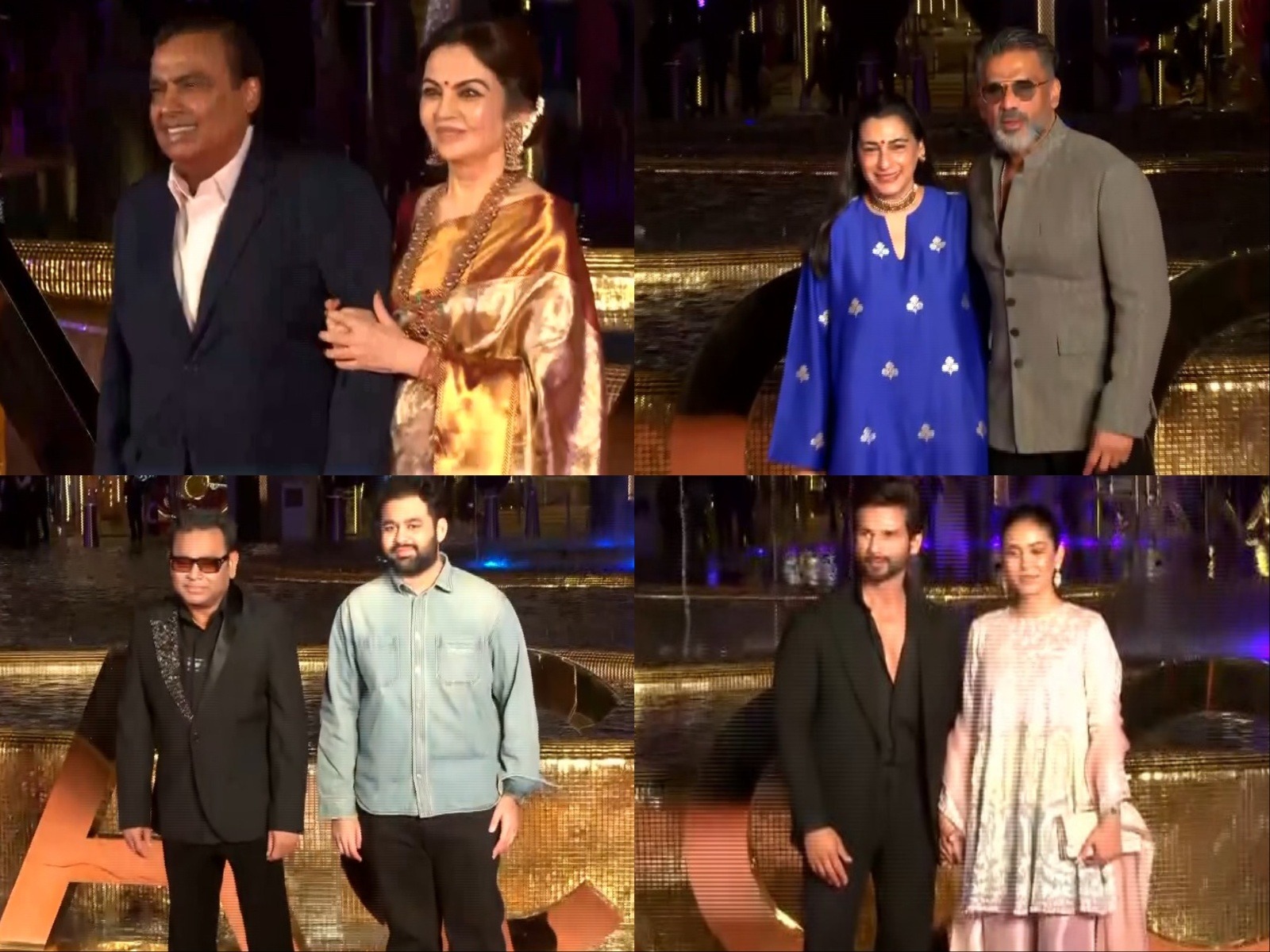 L-R Mukesh Ambani, Nita Ambani, Suniel Shetty, Mana Shetty, AR Rahman, Shahid Kapoor and Meera Kapoor (Photo/ANI)