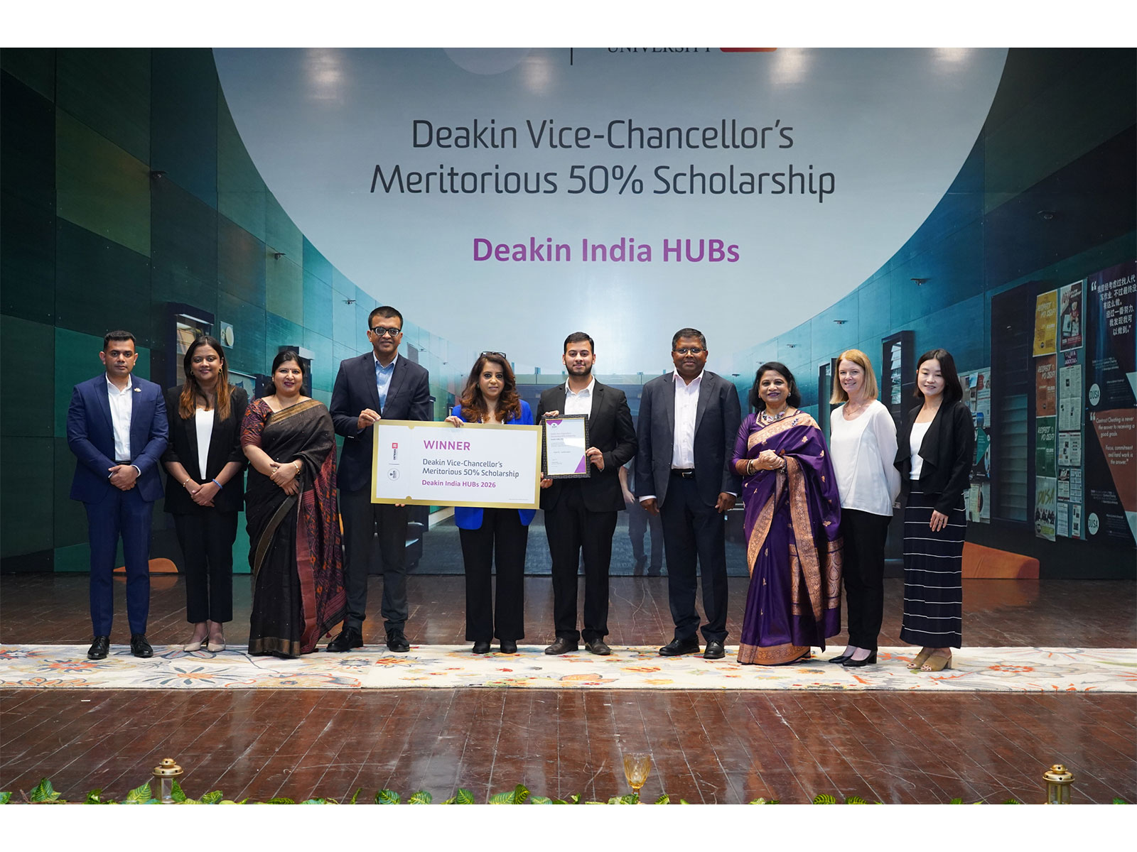 Chitkara University students Parth Bhandari and Ishan Attri celebrate their achievement of receiving Deakin University’s prestigious Vice-Chancellor’s Meritorious 50% Scholarship