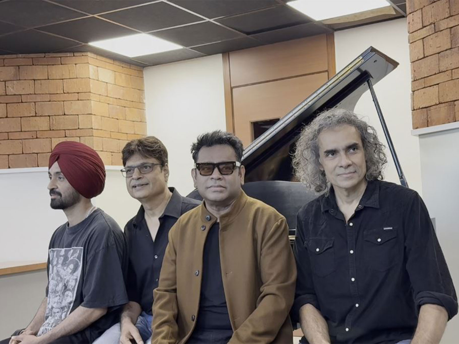 L-R Diljit Dosanjh, Irshad Kamil, AR Rahman and Imtiaz Ali (Photo/ANI)