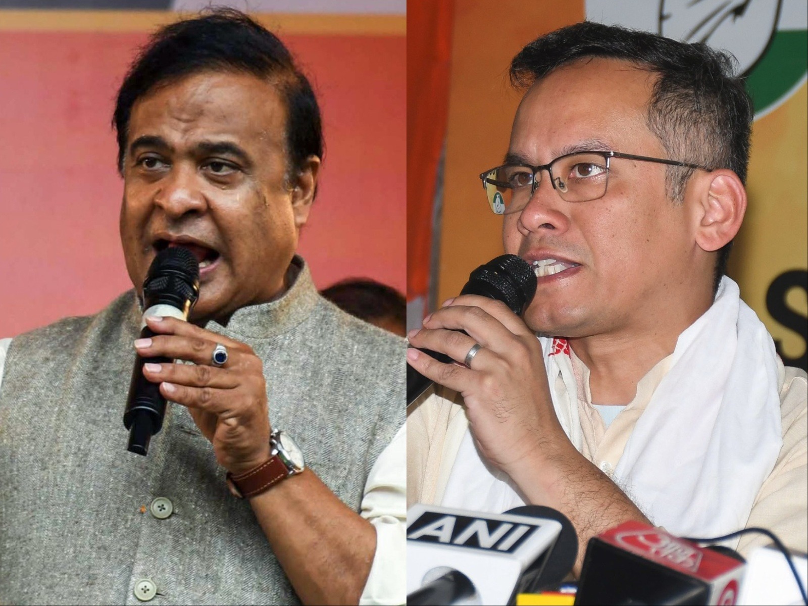 Assam CM Himanta Biswa Sarma and state Congress chief Gaurav Gogoi. (File Photo/ANI)