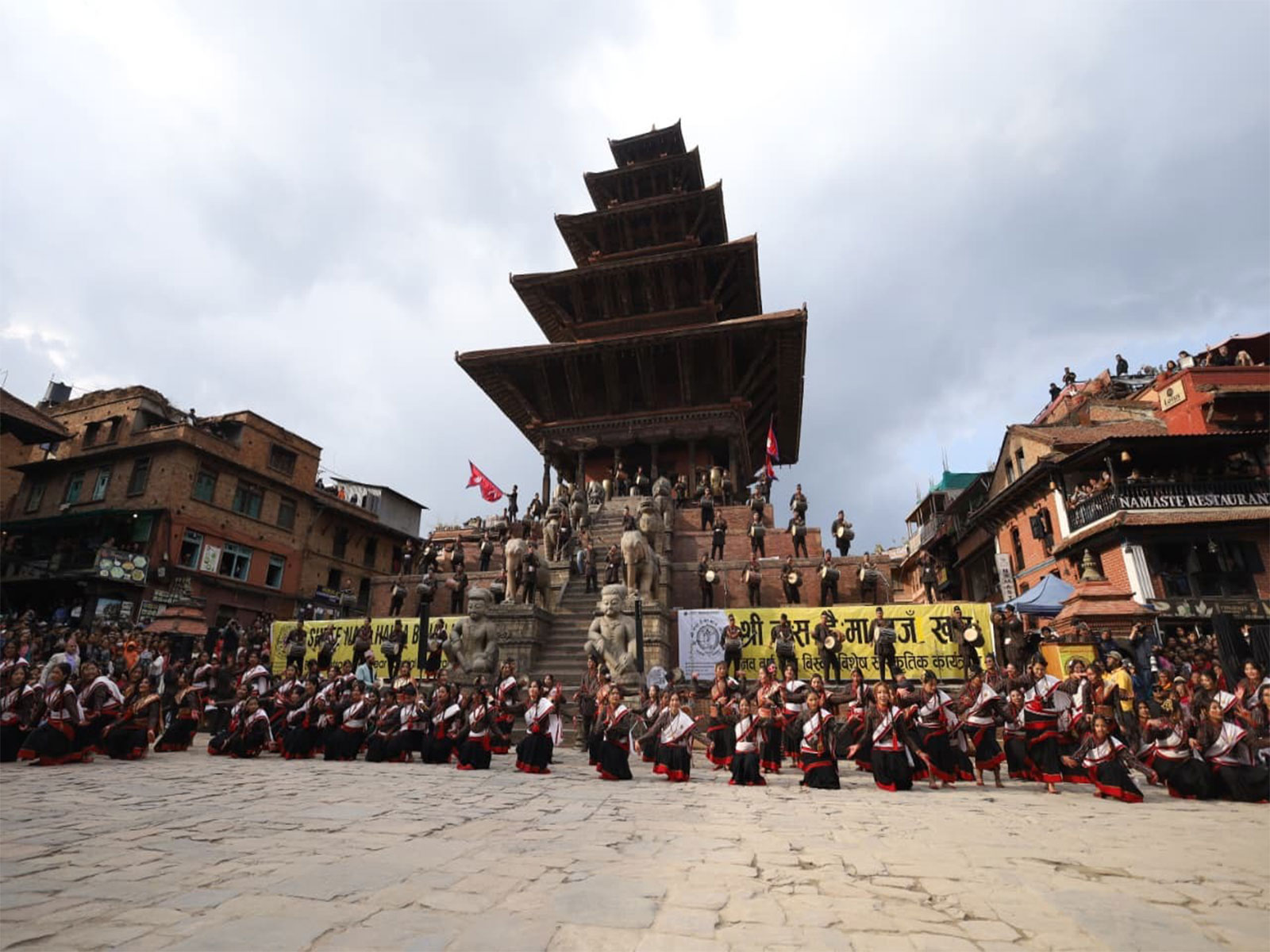 Performers in traditional attire present a cultural dance during Biska Jatra celebrations in Bhaktapur, Nepal. (Photo/ANI) Performers in traditional attire present a cultural dance during Biska Jatra celebrations in Bhaktapur, Nepal. (Photo/ANI)