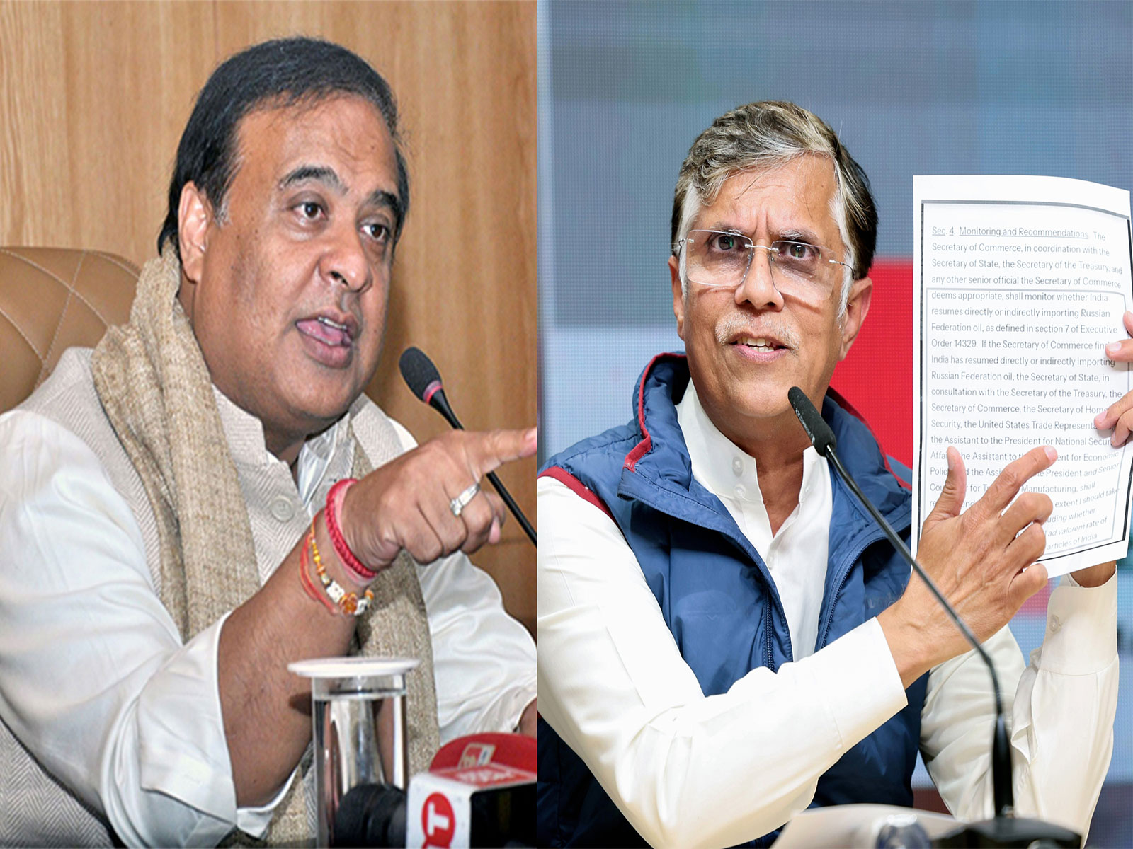 Assam Chief Minister Himanta Biswa Sarma and Congress leader Pawan Khera (File Photo/ANI)