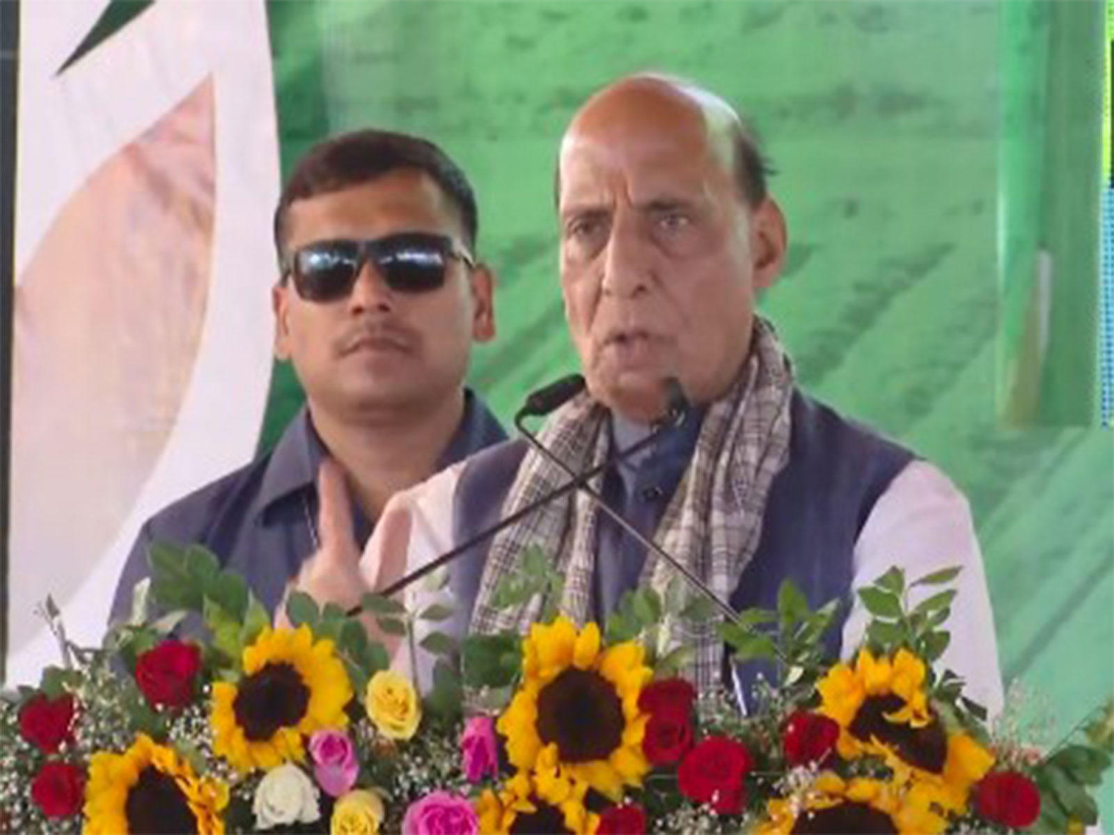 Defence Minister Rajnath Singh speaking at Unnat Krishi Mahotsav in MP (Photo/ANI) Defence Minister Rajnath Singh speaking at Unnat Krishi Mahotsav in MP (Photo/ANI)