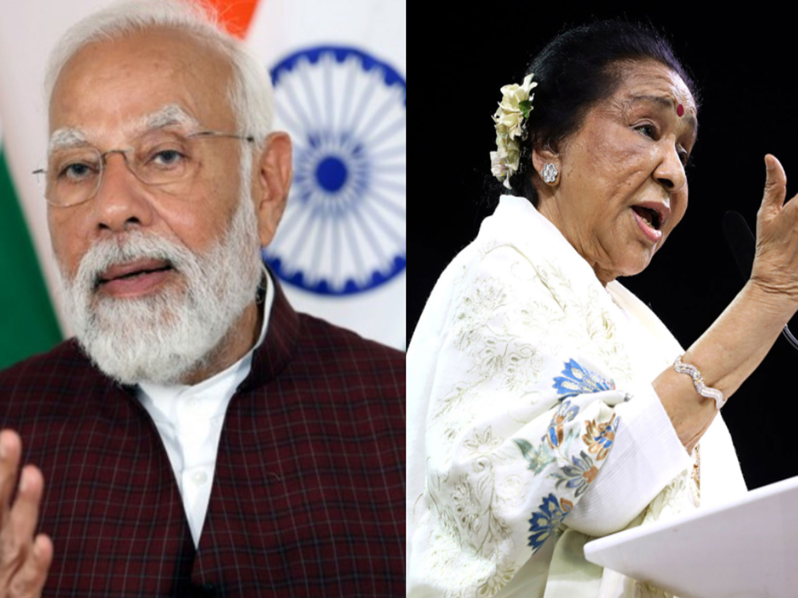 PM Modi, Asha Bhosle (Photo/ANI)