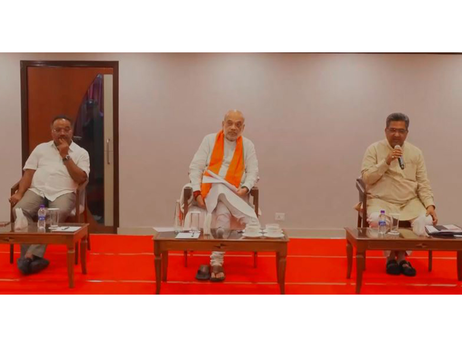 Home Minister Amit Shah during meeting with workers (Photo/ANI)