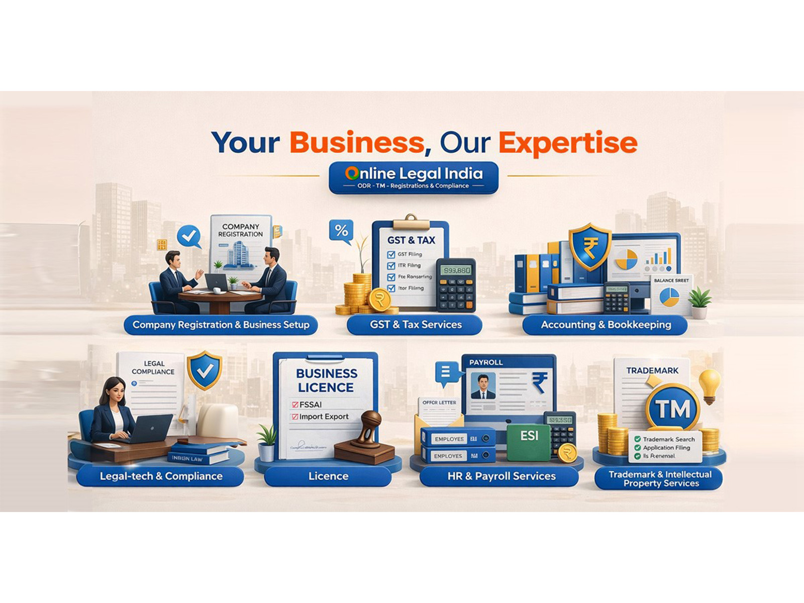 India’s first all-in-one platform offering business registration, GST, tax, compliance, legal (ODR), audit, HR & payroll—everything in one place