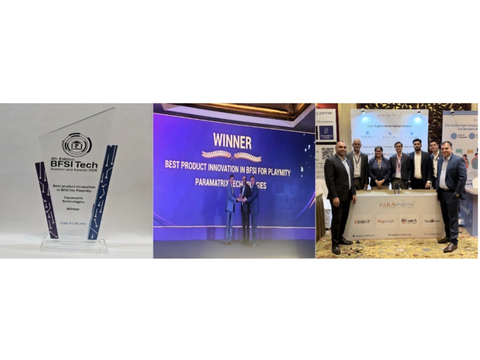 Paramatrix Technologies’ 'PLAYMITY' Wins Best Product Innovation Award at BFSI Tech Summit