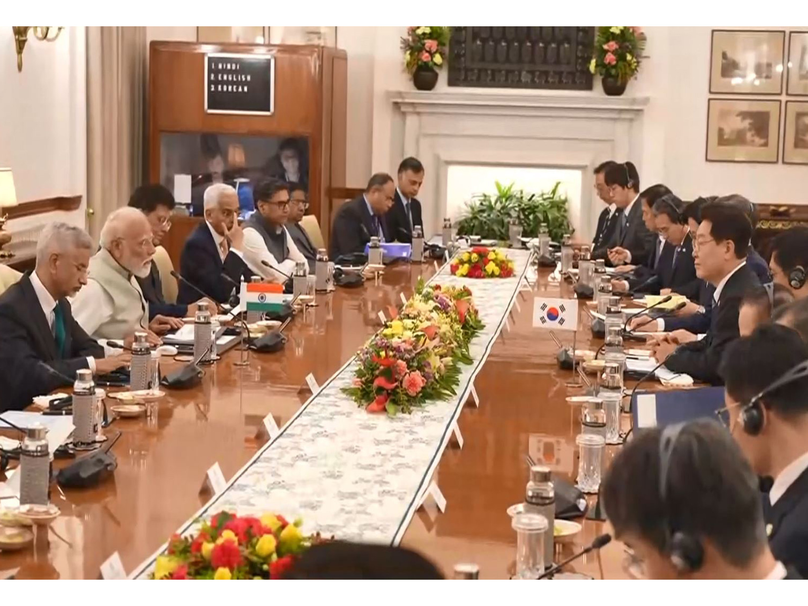 Prime Minister Narendra Modi and South Korean President Lee Jae-myung during delegation-level talks at Hyderabad House in New Delhi. (Photo/ANI) Prime Minister Narendra Modi and South Korean President Lee Jae-myung during delegation-level talks at Hyderabad House in New Delhi. (Photo/ANI)