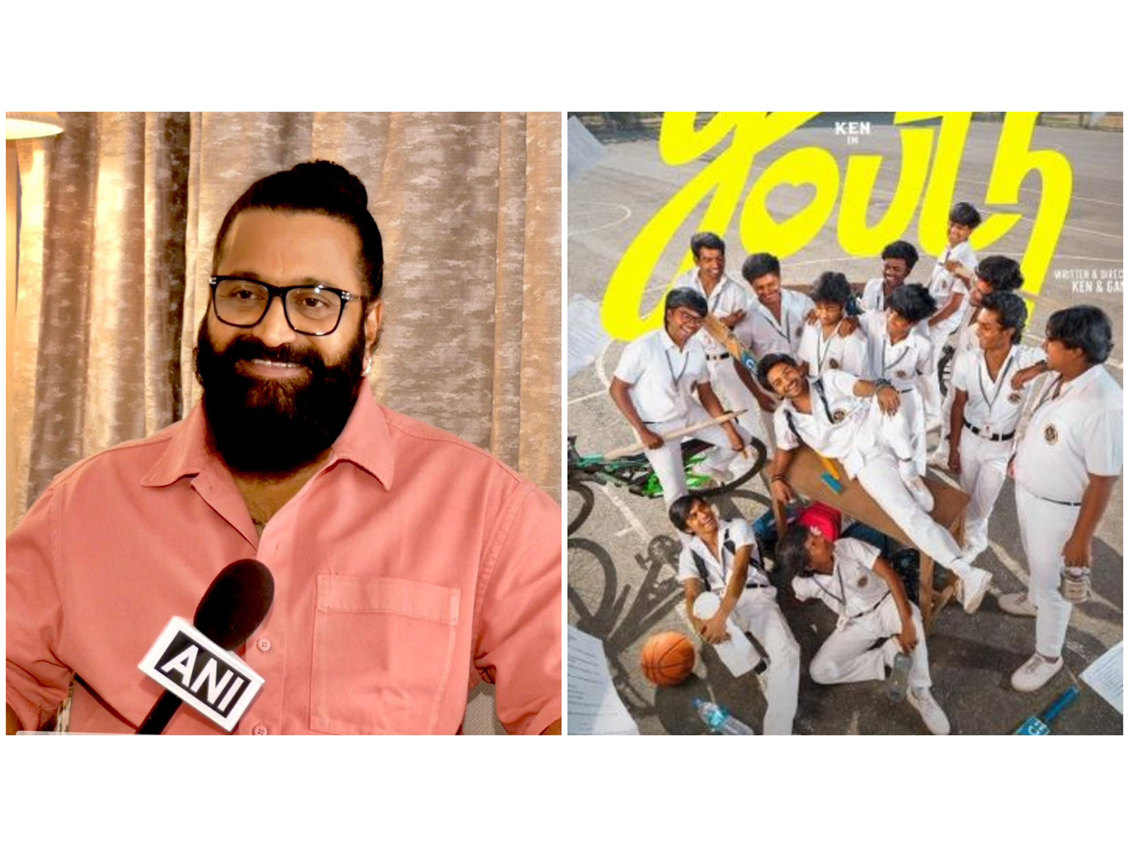 Rishab Shetty (L) Youth poster (R) (Photos/ANI, @shetty_rishab) Rishab Shetty (L) Youth poster (R) (Photos/ANI, @shetty_rishab)