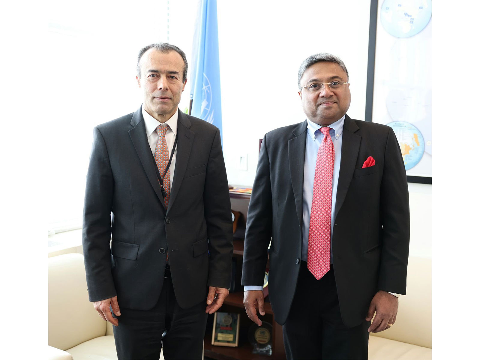 MEA Secretary (West) Sibi George and Khaled Khiari, Assistant Secretary-General for the Middle East, Asia and the Pacific in the Departments of Political and Peacebuilding Affairs and Peace Operations (Photo/X/@IndiaUNNewYork)