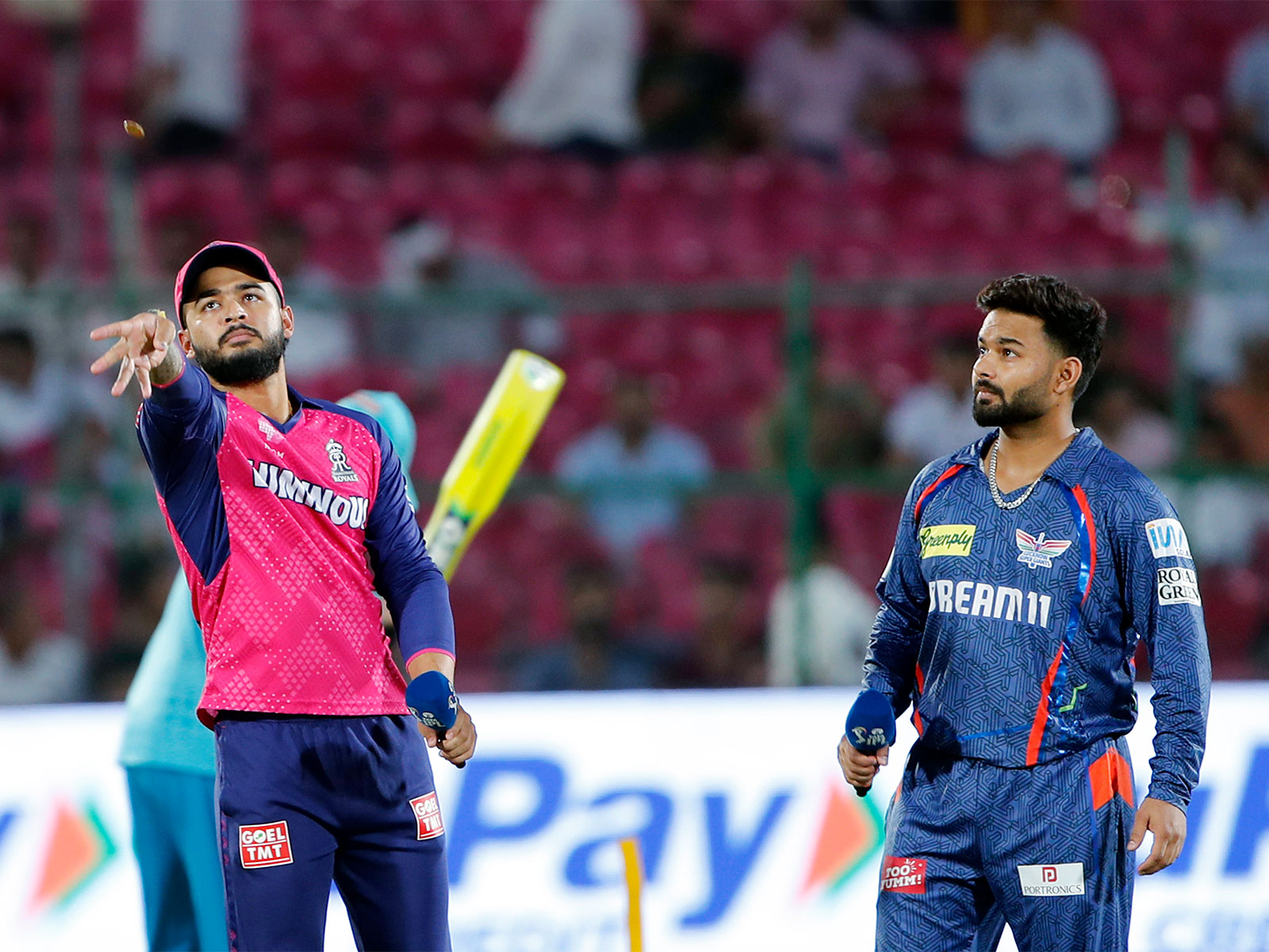 Rajasthan Royals' captain Riyan Parag and Lucknow Super Giants' captain Rishabh Pant. (Photo/ANI) 