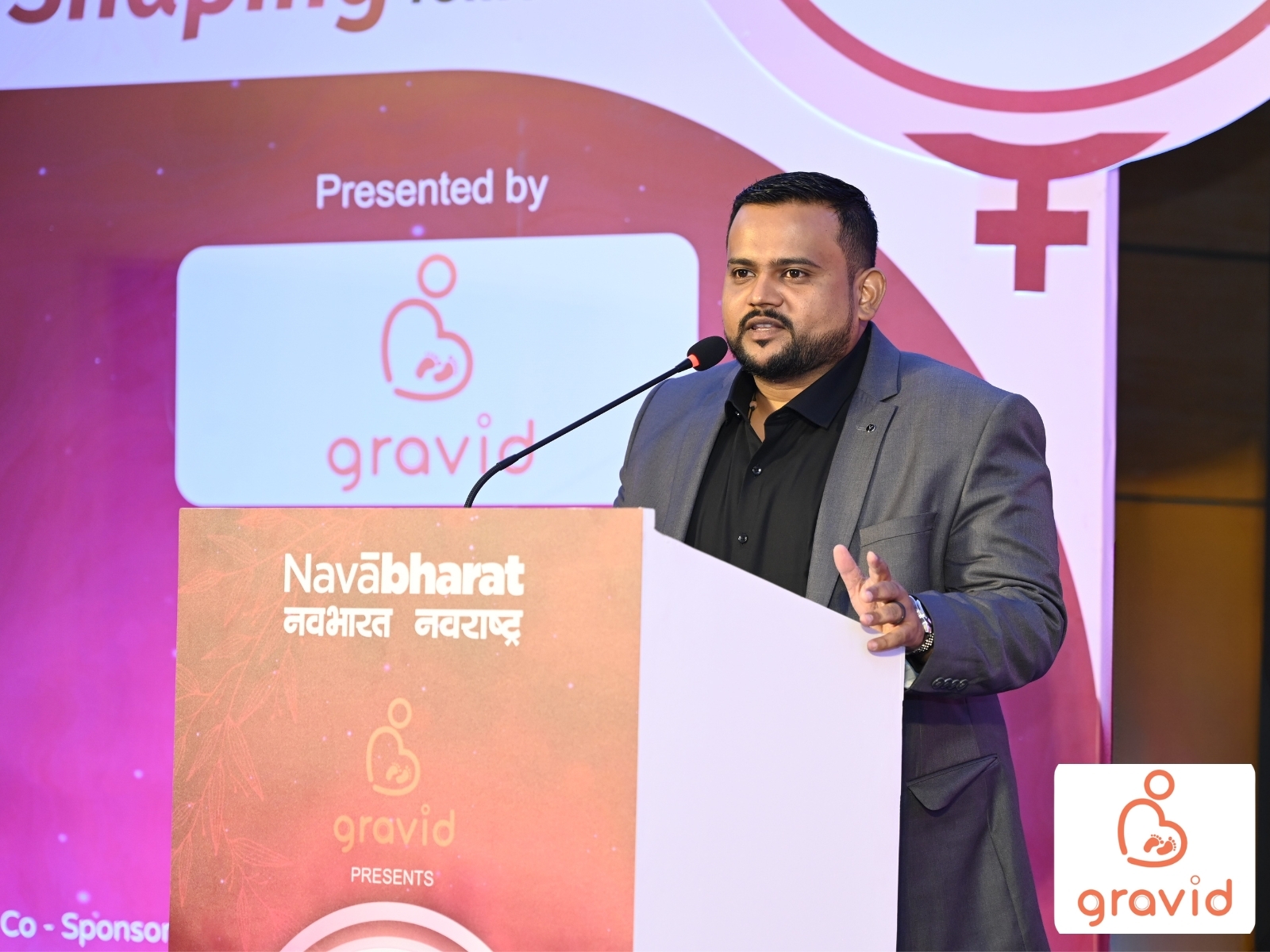 Stanley Samuel addressing at the launch of Gravid App at Navabharat Inspiring Women 2026 Summit, Mumbai Stanley Samuel addressing at the launch of Gravid App at Navabharat Inspiring Women 2026 Summit, Mumbai