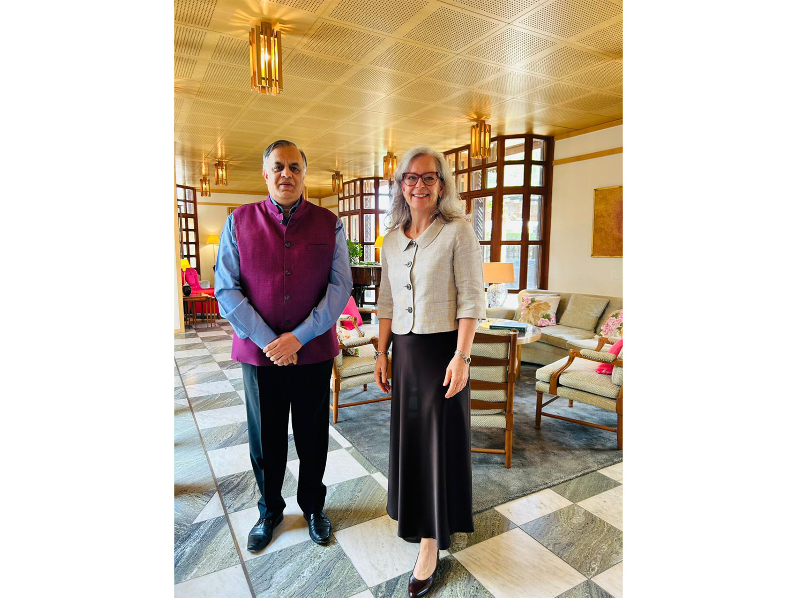 Indian Ambassador to Saudi Arabia, Suhel Khan with Petra Menander, Ambassador of Sweden to Saudi Arabia (Photo: X@IndianEmbRiyadh)