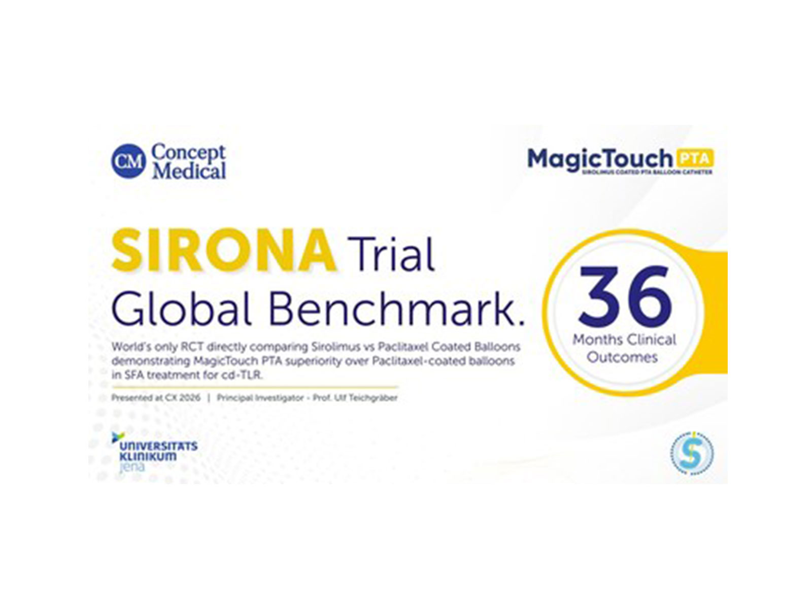 Preliminary 3-Year SIRONA Data Presented at CX-2026 Demonstrates Durable Freedom from Reintervention with MagicTouch PTA in Femoropopliteal Disease Preliminary 3-Year SIRONA Data Presented at CX-2026 Demonstrates Durable Freedom from Reintervention with MagicTouch PTA in Femoropopliteal Disease