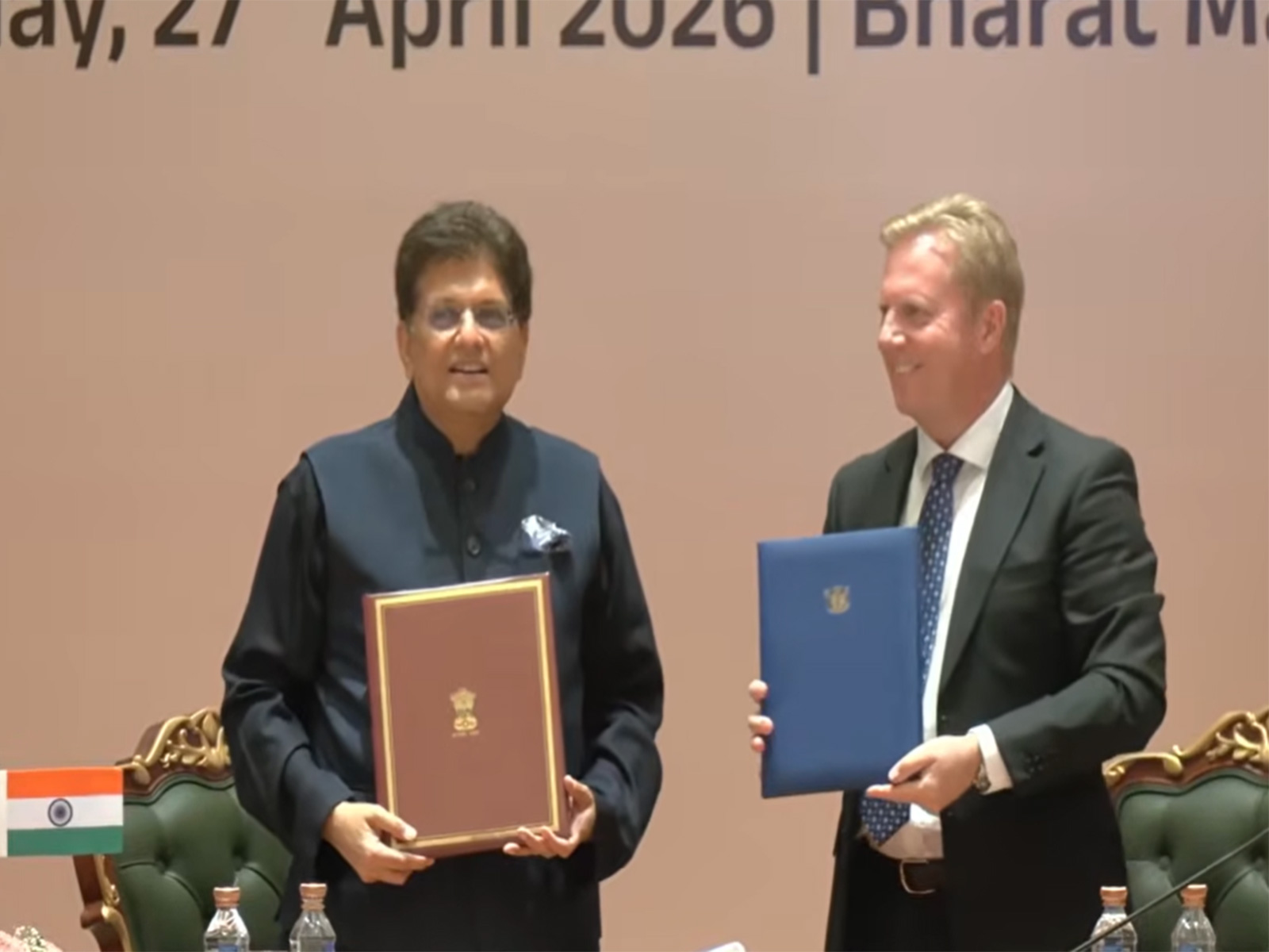 Piyush Goyal and Todd McKlay post signing the FTA (Photo/ANI) Piyush Goyal and Todd McKlay post signing the FTA (Photo/ANI)