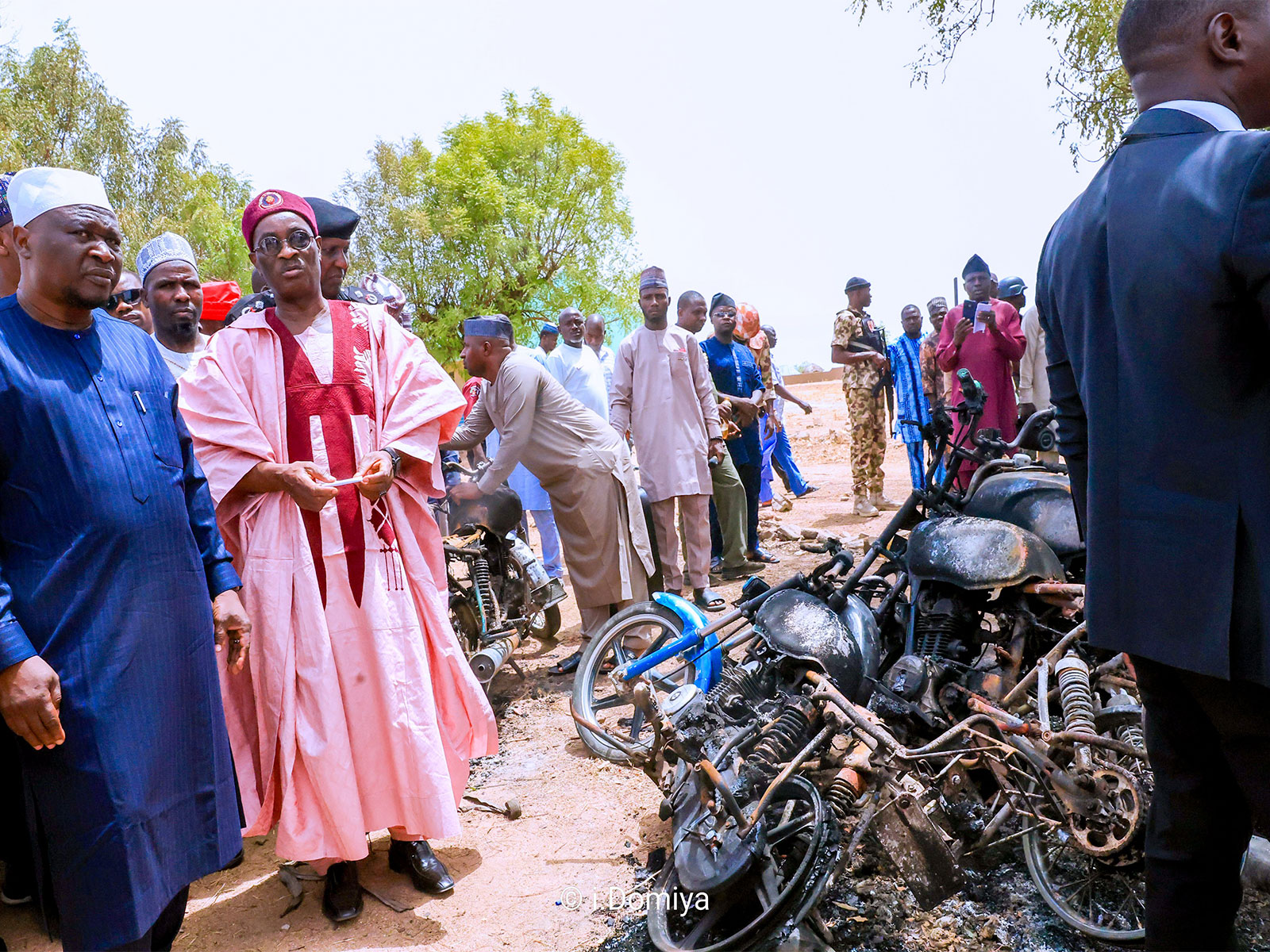 Adamawa State Governor Ahmadu Umaru Fintiri visits attack spot in Nigeria (Photo/X/ @GovernorAUF)