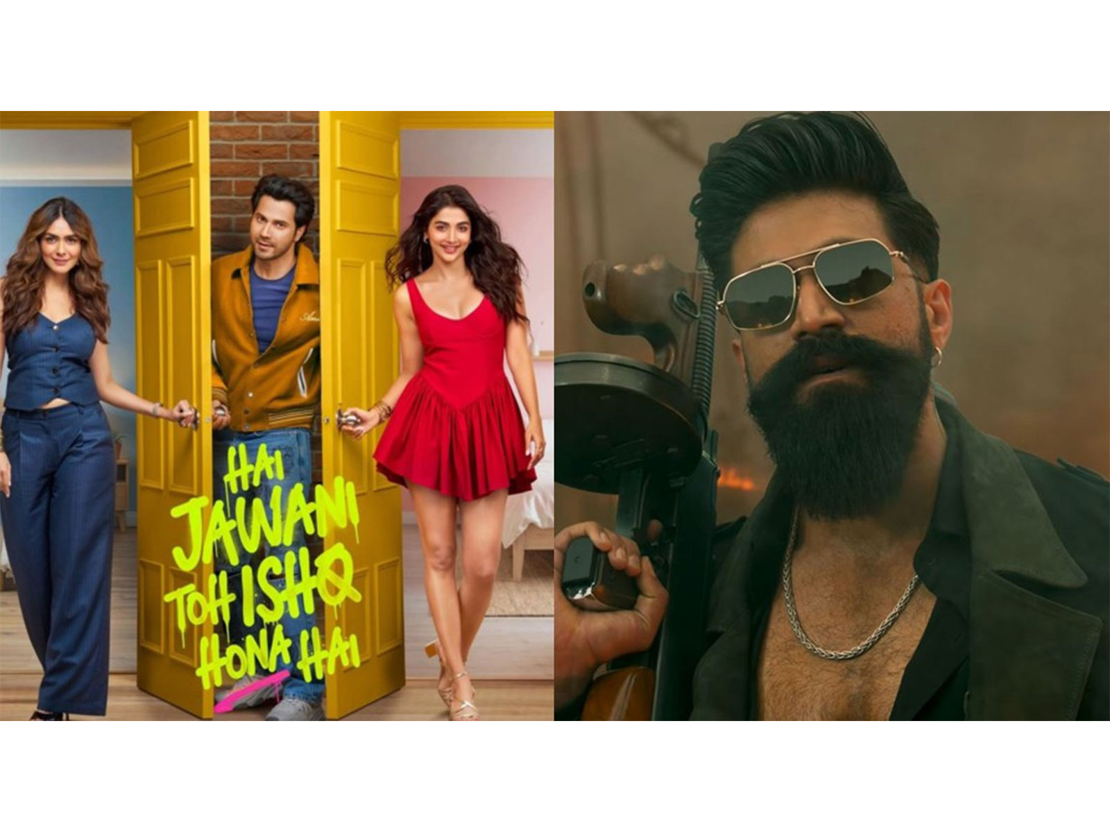 Hai Jawani poster (R) Toxic poster (L) (Photos/instagram/@varundvn/@kvn.productions) Hai Jawani poster (R) Toxic poster (L) (Photos/instagram/@varundvn/@kvn.productions)