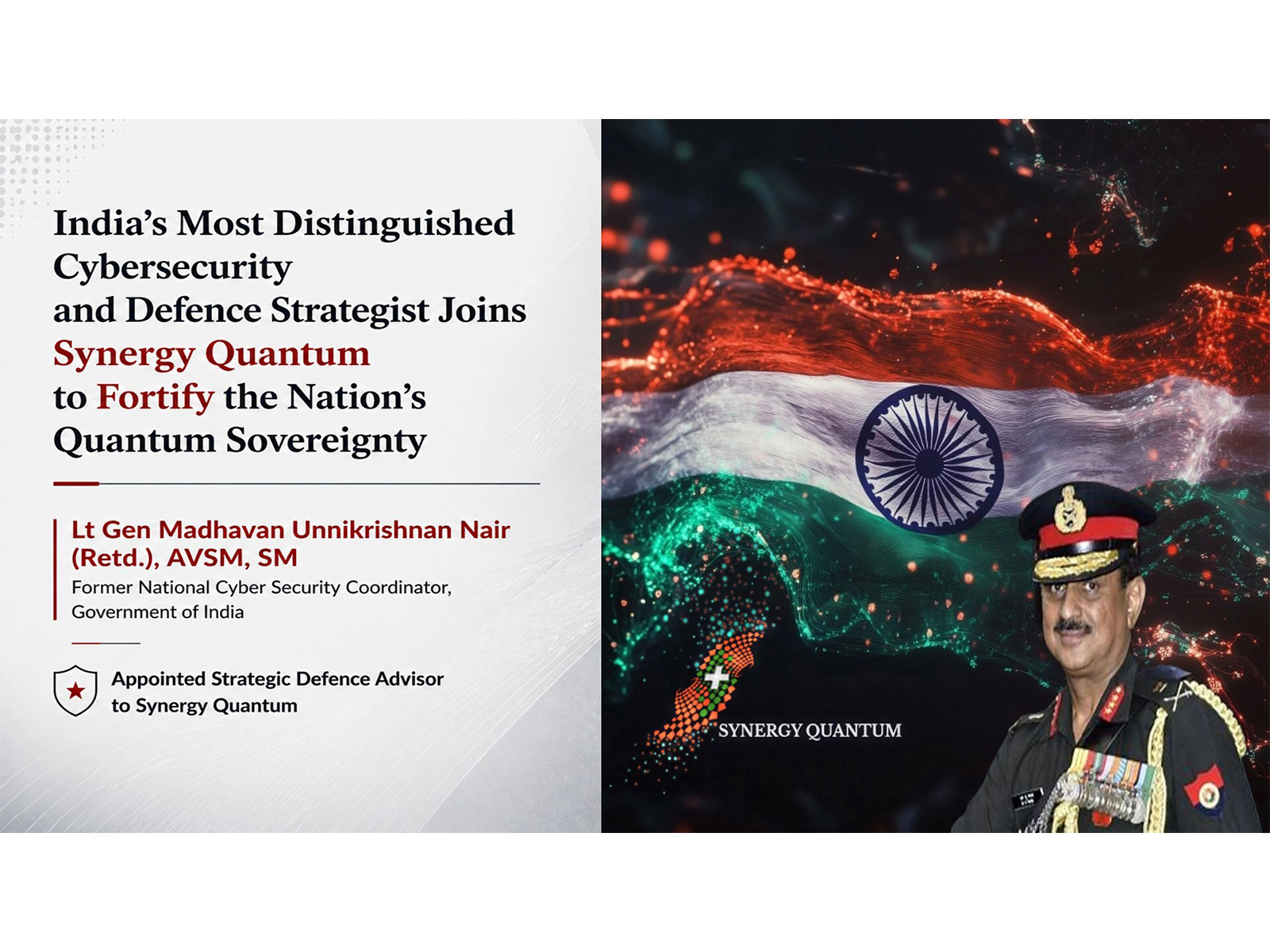 India’s Most Distinguished Cybersecurity and Defence Strategist Joins Synergy Quantum to Fortify the Nation’s Quantum Sovereignty