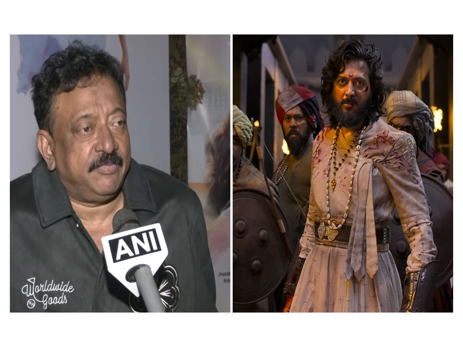 Ram Gopal Varma (L) A still from movie (R) (Photos/ANI/@/@riteishd)