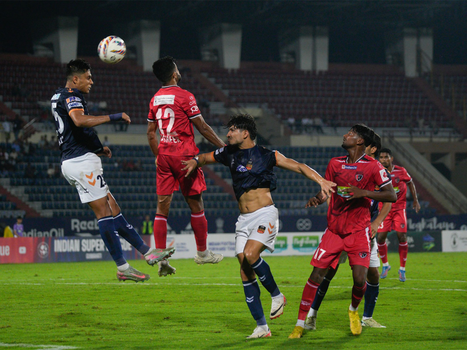 NorthEast United FC and Inter Kashi players in action (Photo: ISL/ AIFF)