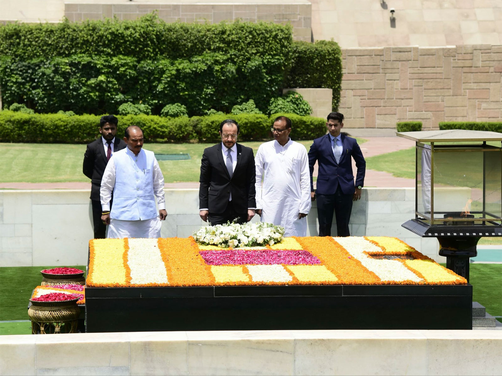 Cyprus President Nikos Christodoulides pays tributes at Rajghat (Photo/X@MEAIndia) Cyprus President Nikos Christodoulides pays tributes at Rajghat (Photo/X@MEAIndia)