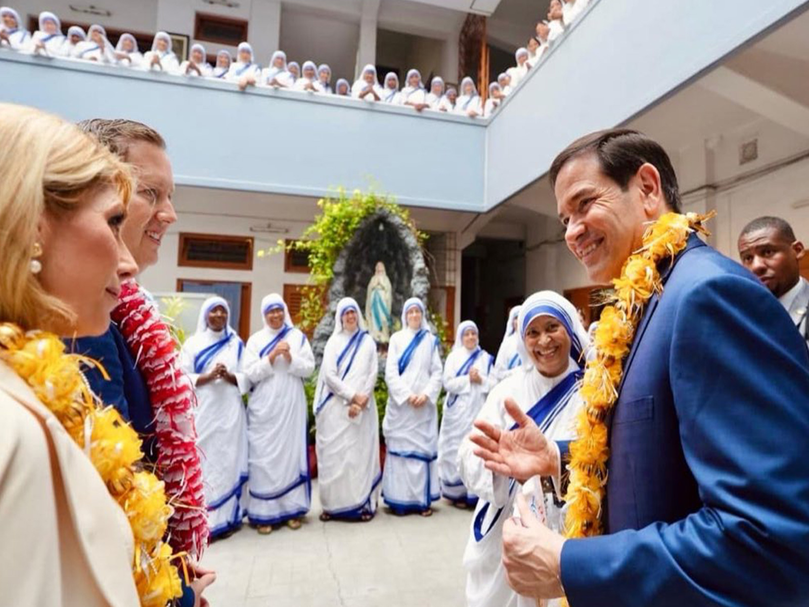 US Ambassador to India Sergio Gor accompanies US Secretary of State Marco Rubio on visit to Missionaries of Charity, Kokata (Photo/X/@USAmbIndia) US Ambassador to India Sergio Gor accompanies US Secretary of State Marco Rubio on visit to Missionaries of Charity, Kokata (Photo/X/@USAmbIndia)