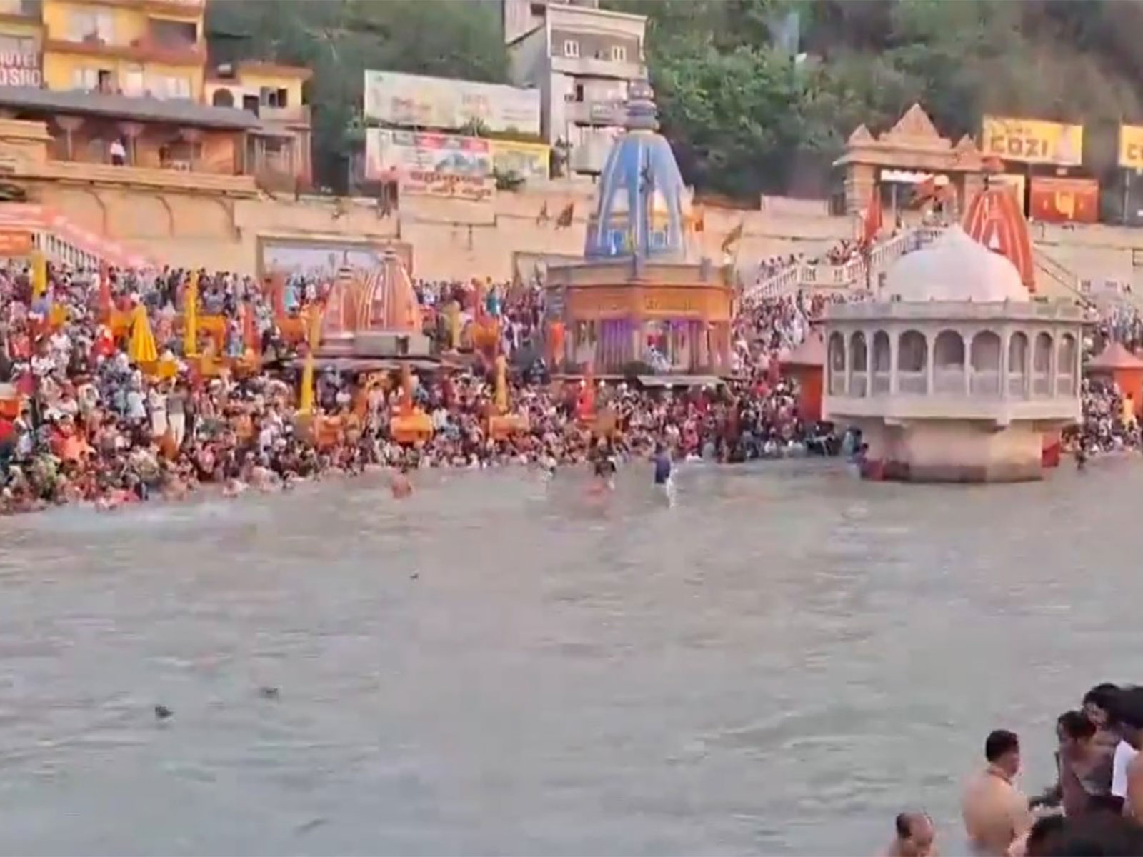Devotees gathered on banks of Ganga (Photo/ANI) Devotees gathered on banks of Ganga (Photo/ANI)