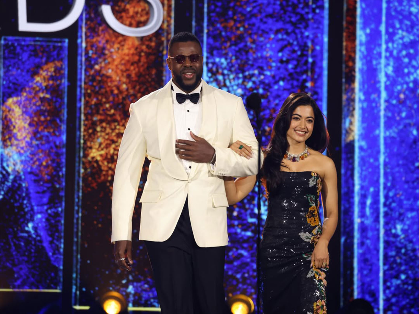 Rashmika Mandanna with Hollywood actor Winston Duke at Anime Awards (Photo/Instagram@winstoncduke) Rashmika Mandanna with Hollywood actor Winston Duke at Anime Awards (Photo/Instagram@winstoncduke)