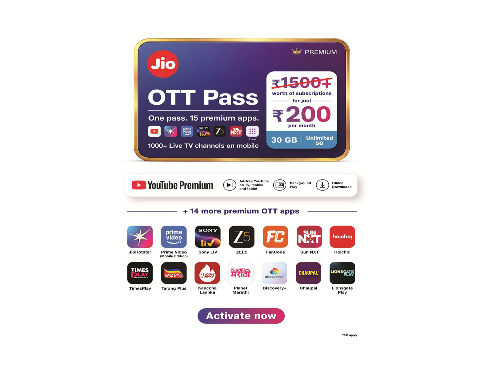 Jio introduces a new Rs 200 OTT Pass --15 premium OTTs, 1,000+ live TV ...