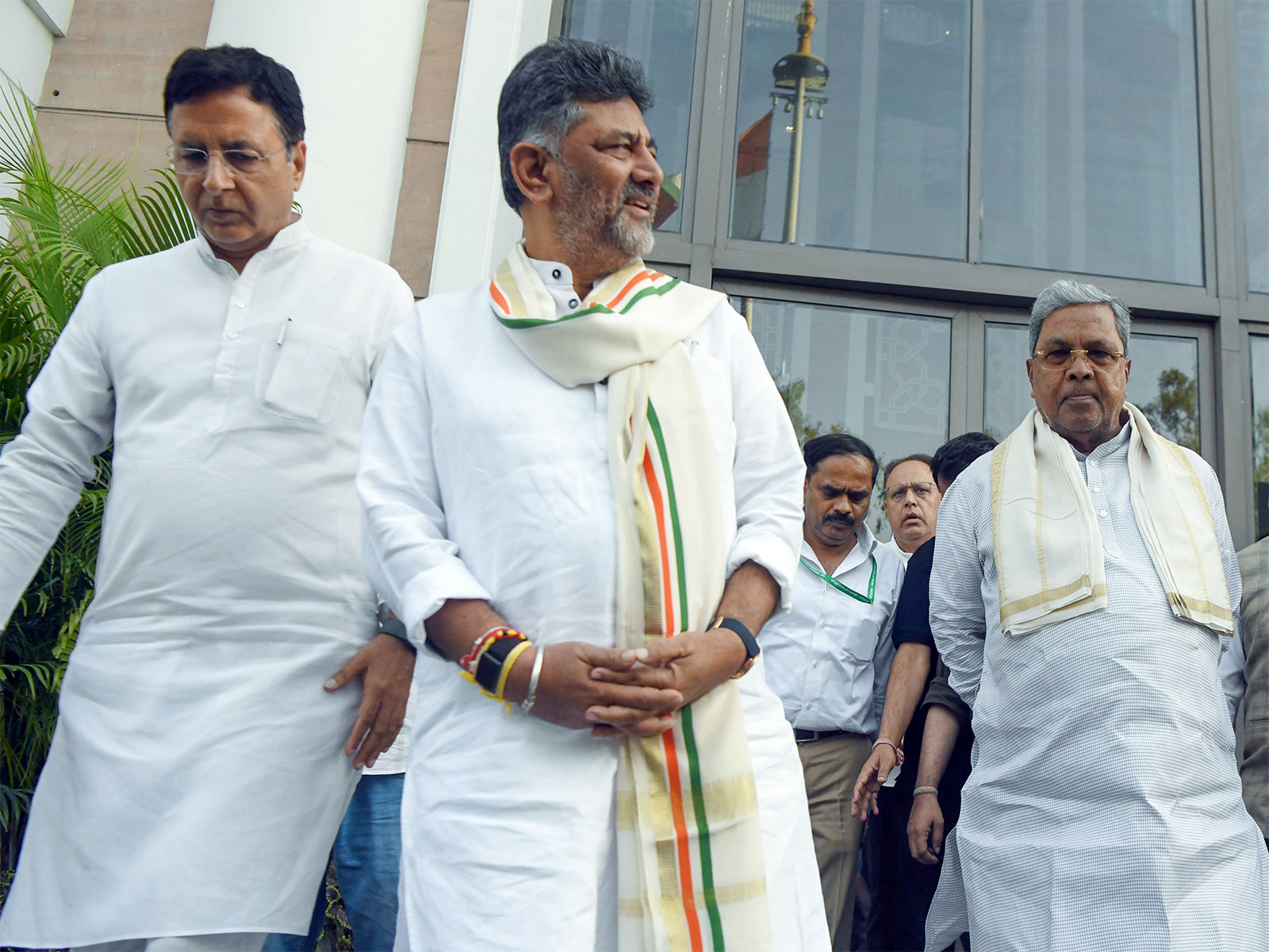 Congress Karnataka in-charge Randeep Surjewala with CM Siddaramaiah and Deputy CM DK Shivakumar (File photo/ANI) Congress Karnataka in-charge Randeep Surjewala with CM Siddaramaiah and Deputy CM DK Shivakumar (File photo/ANI)