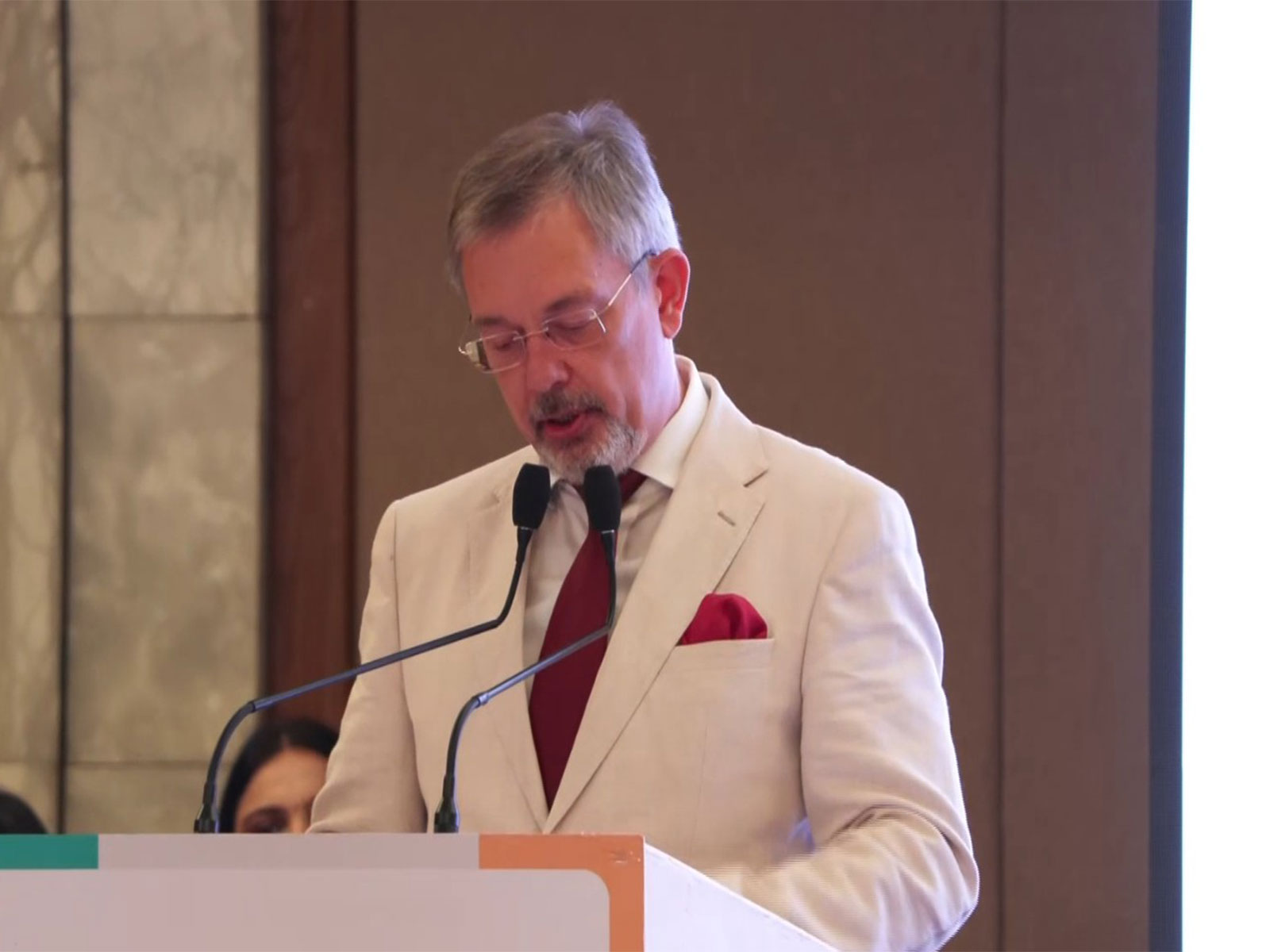 Russian ambassador to India, Denis Alipov addressing the Indo-Russian Education Summit 2026 (Photo/ANI)