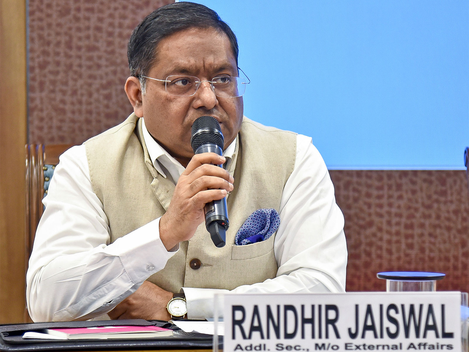 Official Spokesperson of the Ministry of External Affairs, Randhir Jaiswal (Photo/ANI) Official Spokesperson of the Ministry of External Affairs, Randhir Jaiswal (Photo/ANI)