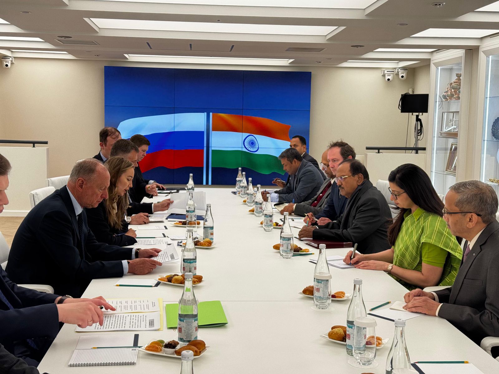 NSA Ajit Doval meets Russian Presidential aide Nikolai Patrushev in Moscow (Photo/ANI)
